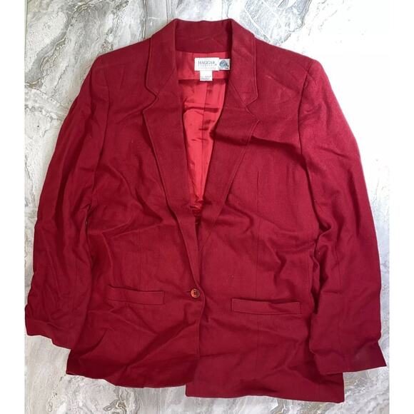 VTG Haggar Jacket Womens 12 Red 100% Wool Blazer Sport Coat - Picture 1 of 6